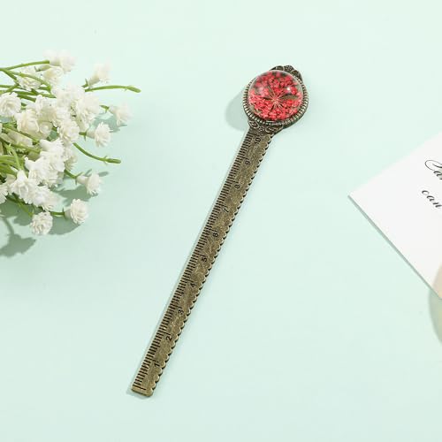Vintage Dried Flower Bookmark Ruler, Resin Encased for Book & Craft Lovers - color: 9pcs