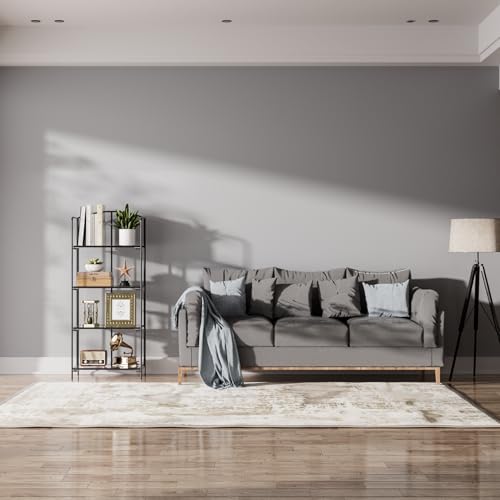 Crofy 4-Tier Foldable Bookshelf, Black Frame & Transparent Shelves - color: Black Frame & Transparent Shelf, size: 4 Tier