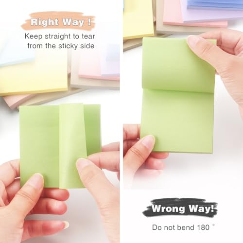 OSBOO Sticky Notes 3x3 Inch 12 Pack Pastel Colors, 50 Sheets/Pad - color: 12 Pastel Colors