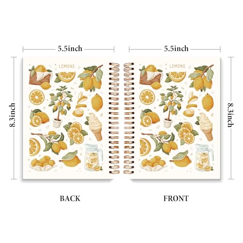 JXREQ Lemon Notebook Journal Gifts for Women Lemons Lover, School Office Supplies Journaling Notebooks for Note Taking Writing, Cottagecore Summer Fruit Spiral Notebooks 5.5x8.3 - color: Fruit 6