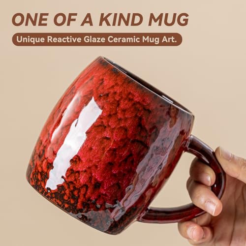 Crimson Ember Ceramic Mug, 21oz Reactive Glaze Coffee Mug, Gift for Him - color: 21OZ - Crimson Ember · POWER