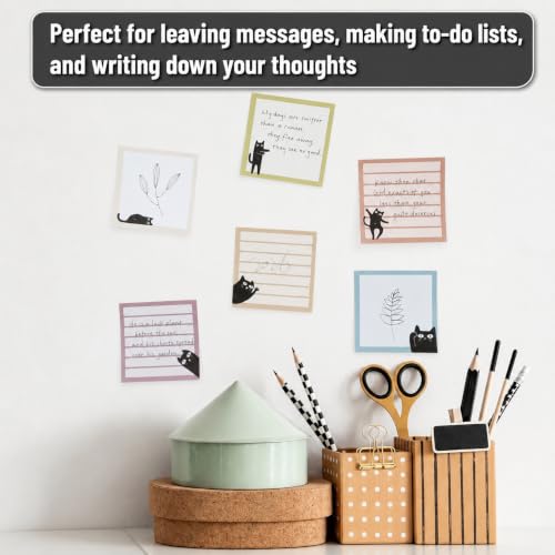 Mr. Pen- Black Cat Sticky Notes Set, 3" x 3", 6 Pads, 480 Sheets - color: Vintage, size: 6 Pads
