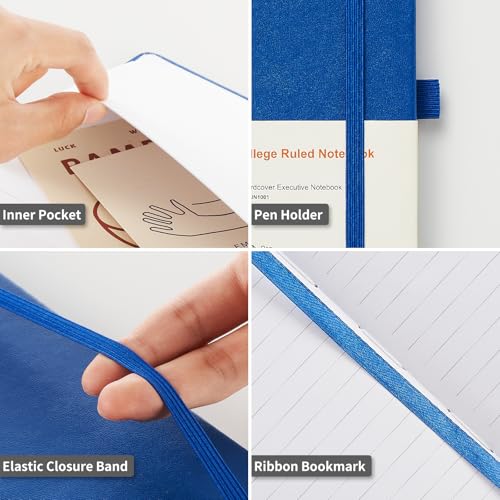 Heture Hardcover Notebooks, A5 Lined Journals Notebook for Writing 160 Pages, 8.2 x 5.5 inch, Blue Colors Classic Ruled Notebooks for College/Work/Travel (Blue, 1 Pack) - color: Blue, size: 1 Pack