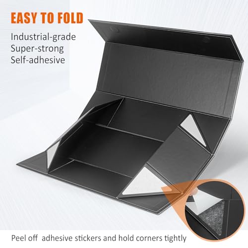 tutata Trading Card Storage Box, Baseball Card Storage Box Holds 900+ Sport Cards or 200 Top Loaders, Fits Football, Basketball, Hockey, Gaming & Trading Cards, Black, 13x4x3 inches