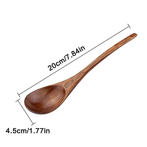 AOOSY 6 Pcs Wooden Soup Spoons, 7.84 Inches Japanese Ramen Spoon - color: 6 Pcs Japanese Natural Wood Spoon