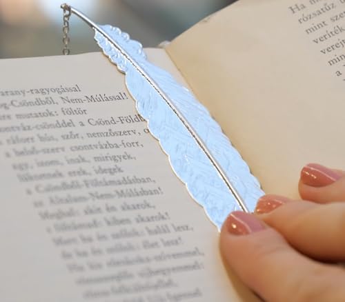 Toirxarn Metal Feather Bookmark, Back to School Teacher Gift for Women - color: Feather Silver - Purple Crystal With White Flower