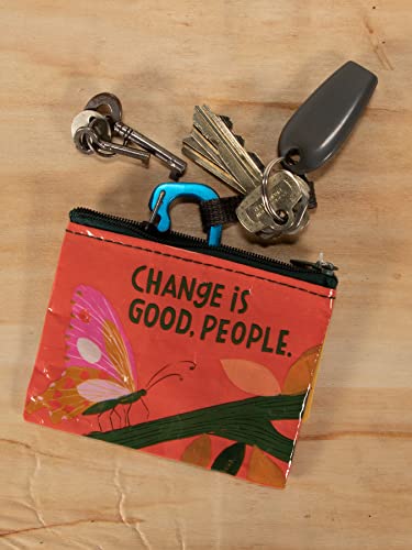 Blue Q Coin Purse - Cute Coin Pouch for Men & Women, Small Pouch Organizer - color: Change is Good, People