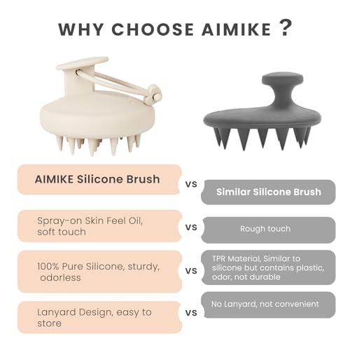 AIMIKE Scalp Massager Shampoo Brush, Soft Silicone Scalp Scrubber - color: Oatmeal