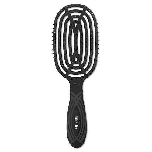 NuWay® DoubleC® Pro Professional Detangling Hair Brush – Patented Double Curve Scalp Care Brush for Gentle Detangling, Blow-Dry Styling & Wet or Dry Hair (Black) - color: Black