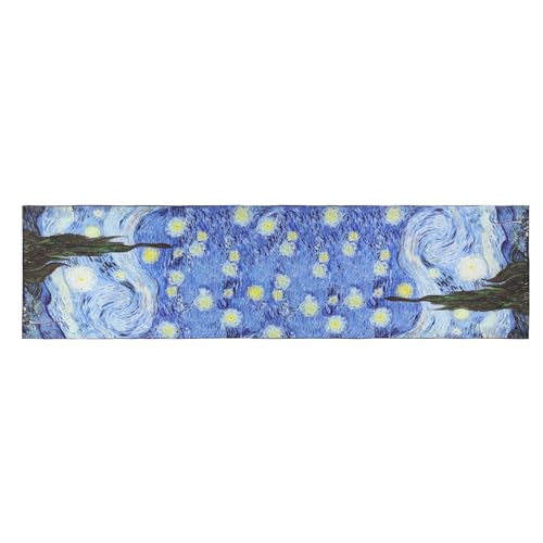 JWSilk Long Charmeuse Silk Scarf Classic Art Print - color: Starry Night By Van Gogh