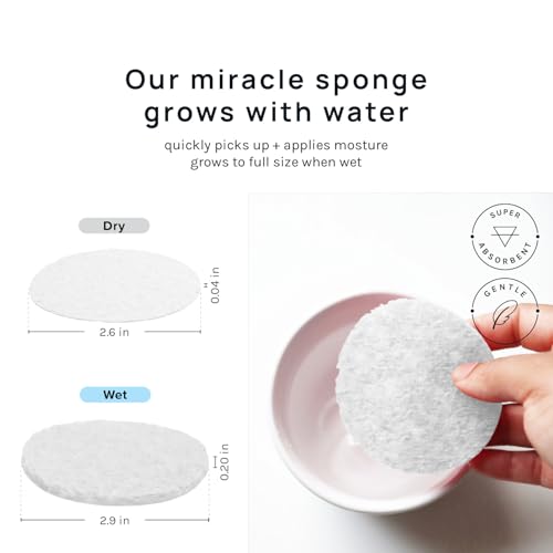 AOA Studio 50-Count Compressed Facial Sponges 100% Natural Cosmetic Spa Sponges for Facial Cleansing, Exfoliating Mask, Remove for Makeup, Dead Skin, and Dirt (White, 50 counts) - color: White, size: 1 Count (Pack of 50)