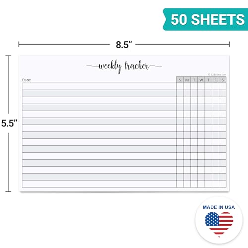 321Done Weekly Tracker Notepad, 5.5x8.5 Inches, 50 Sheets, Landscape - color: SMTWTFS, size: 5.5" x 8.5" Landscape