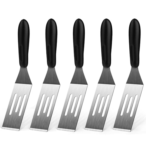 5Pcs Stainless Steel Mini Metal Spatula for Cooking Baking Serving - color: 5 PCS SLOTTED