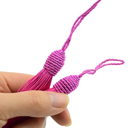 20pcs 6 Inch Silky Tassels with Chinese Knot for DIY Crafts(Dark Pink) - color: Dark Pink
