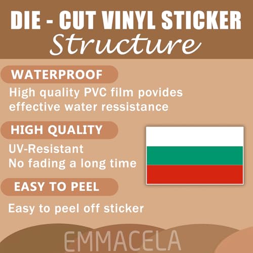 (3PCS) Bulgaria Flag stickers, Countries Flag Stickers - Waterproof Vinyl Decals For Laptops, Tumblers, Water Bottles, Books, Scrapbooks, Size 3 x 1.8 - color: Bulgaria