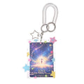 Cute Star Acrylic Photo Card Holder Keychain - color: Pink Stars
