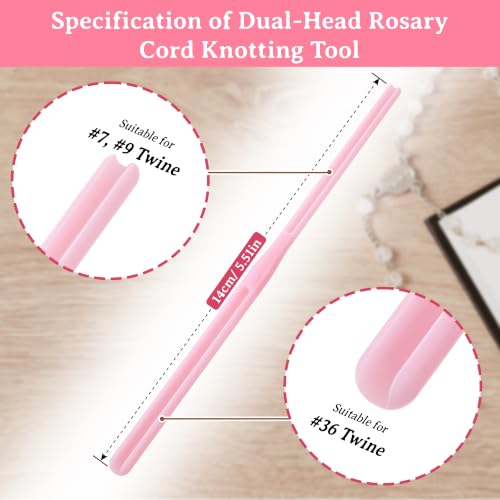 2 Pack Rosary Cord Knotting Tool, Dual Head,Pink - color: Pink