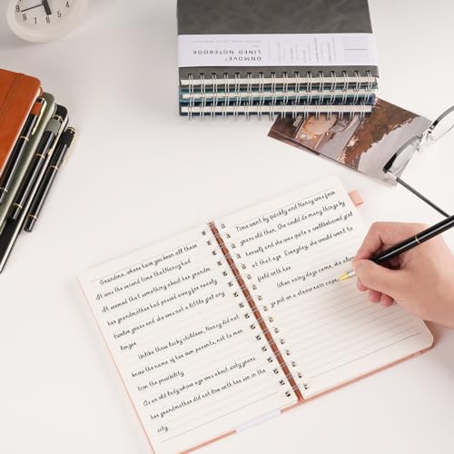 Spiral Notebooks Journal for Women Men 12 Pack Bulk Leather Hardcover with Pen Holder A5 160 Pages 100 GSM Thick Paper for Work School Lined Sky Blue - color: Sky Blue