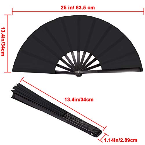 Maitys 2 Packs Large Folding Hand Fans, 13'', Black - color: Black