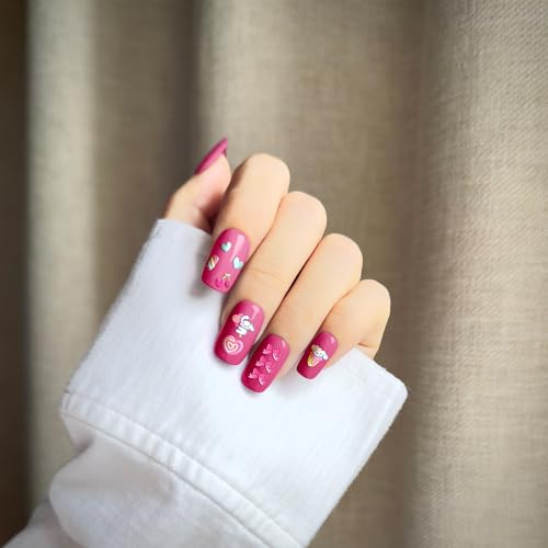 Okiyomi Kawaii Cat Nail Stickers for Kids, 3D, 4 Sheets, 274 Decals - color: 5d Hello Kt