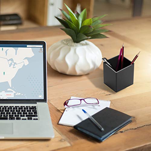 NIUBEE Black Acrylic Pen Holder 4 Pack, Desktop Pencil Cup Stationery Organizer for Office Desk Accessory - color: Black