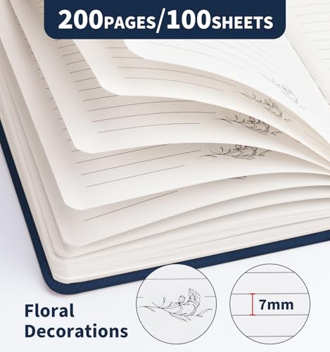 Lined Journal Notebook for Women Men, A5 Hardcover Leather Journals - color: B-Minimalist-Deep Blue, size: 1 Pack-A5（5.8"×8.3"）
