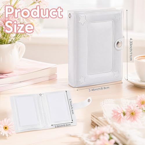 Mini Photocard Binder, Photo Card Album, 3 Inch Hollow Star Small Photo Album with 40 Pockets, Cute Photos Card Holder, Small Photocards Binder for Photocards Cards Collection Travel(White)