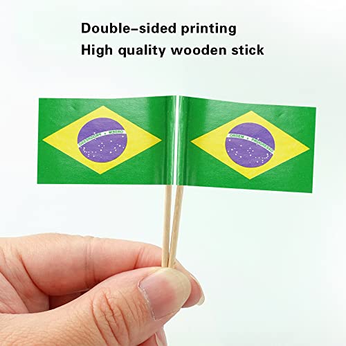mflagperft Brazil Toothpick Flags 100 Pack, Mini Brazilian Flag Picks - color: Brazil