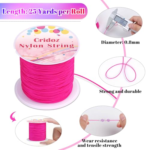 Nylon String for Bracelets, Cridoz 20 Rolls Chinese Knotting Cord Nylon Beading Thread for Kumihimo, Braided Bracelets, Beading, Necklaces, Macrame Craft, Wind Chime, Jewelry Making
