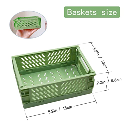 4 Pack Mini Foldable Plastic Small Baskets for Organizing and Storage, Collapsible Storage Crate for Home Bedroom Office Classroom Drawer Organizers (5.9x3.9x2.2in) Mini Size - size: Small