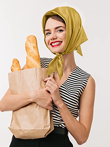 SATINIOR Square Neck Scarf Women - color: Champagne, size: 23.6 x 23.6 inches