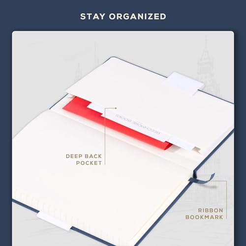 BEECHMORE BOOKS A5 5x8 Lined Leather Journal For Men, 120 GSM with Gift Box - color: Symphony Blue, size: A5 - 5.8" x 8.3" Medium