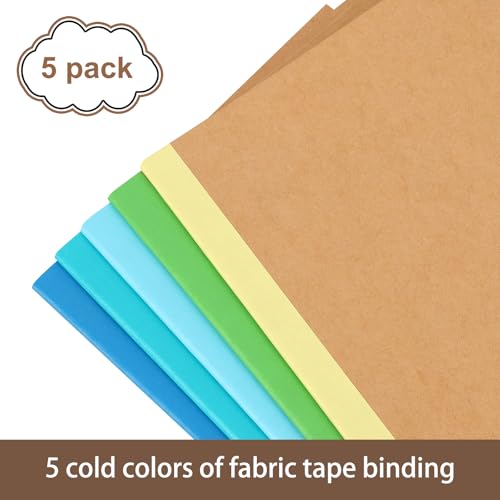 EOOUT Notebooks for Kids 5 Pack A5 Composition Notebook, Kraft Lined Journal Bulk with Blue Spine, 5 Colors, 60 Pages for Women Girls Boys, School Office Supplies - color: Blue, style: Lined-5pack