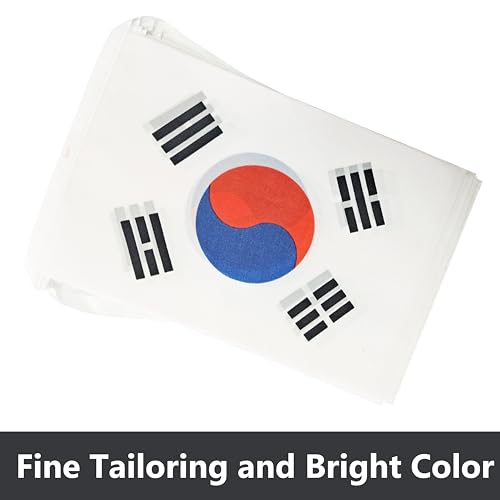100 Feet Korea String Flag, 76 Pcs Korean Banner Flag, Small Mini World Banner Flags for Sports Events, Bars Decorations, School Festivals, Party Decorations, Celebrations (Korea) - color: Korea