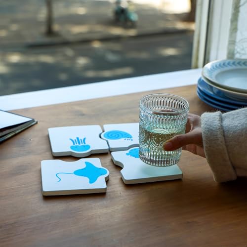 Beach Coasters for Drinks Set of 4, Blue - color: Blue