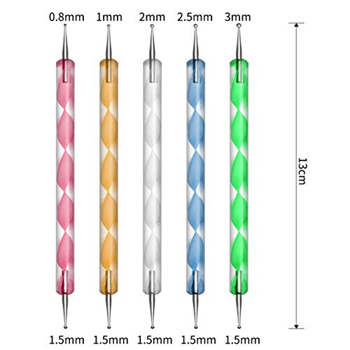 20pcs Nail Art Design Tools, 15pcs Painting Brushes Set with 5pcs Dotting Pens, WHITE … - color: White Brushes with Dotting Pens