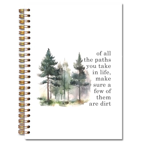 JINYO Adventure Camping Notebook, Inspirational Travel Hiking Notebooks for Note Taking, Camping Lover Gifts Journals for Writing, Hiking Gifts Journal Journaling, Spiral Notebook 5.5x8.3 Inch - color: white Camping Notebook
