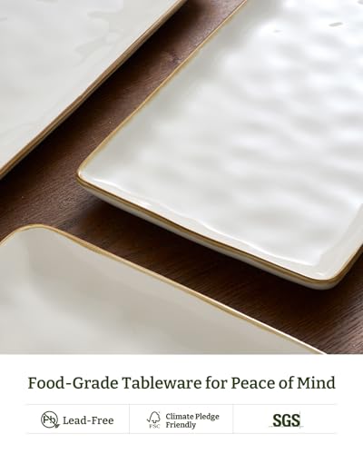Famiware Serving Platters Set of 3 Sizes - Rectangular, Vanilla White - color: Vanilla White