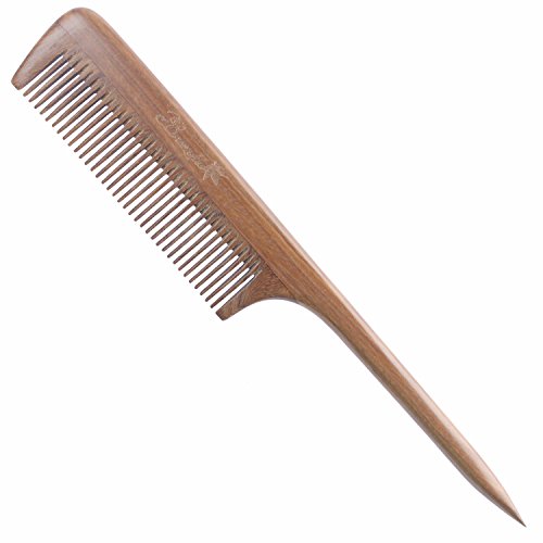 Breezelike Hair Combs for Styling, Fine Tooth Wooden Tail Comb for Women - color: Green Sandalwood