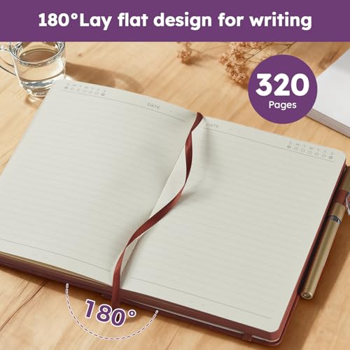 A5 Journaling Notebook, Hardcover Lined journal for Women Men writing, Note Taking, Personal Diary, 320 Pages 100GSM Thick Paper, Leather Cover Note book for School Office Supplies, 5.7'' X 8.4'' - color: 11.Purple, size: A5