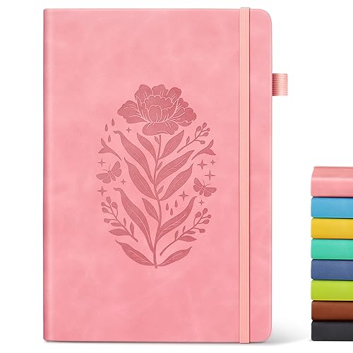 Lined Journal Notebook for Women, A5 Pink Hardcover Leather Journals for Writing, 200 Pages Thick Travel Daily Journal, College Ruled Notebook for Work School, Note Taking, Business 5.75'' X 8.38'' - color: Pink