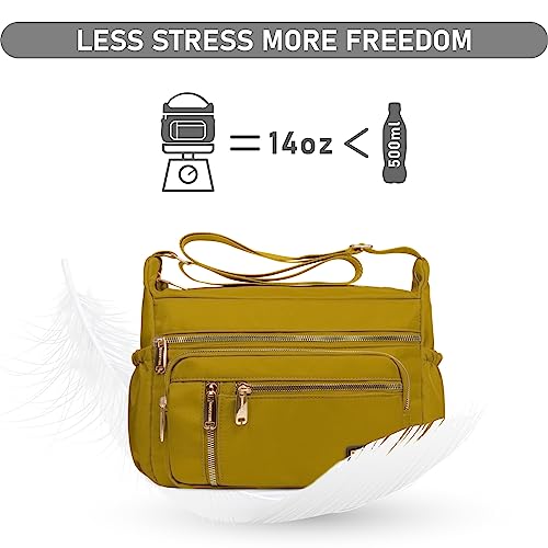 NPBAG Crossbody Bag for Women, Shoulder Purse Handbag Messenger Bag, Trendy Pocketbooks, Waterproof and Multi-Pockets - color: Yellow