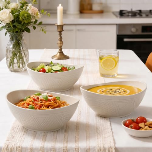 65 OZLarge Ramen Bowl, Wheat Straw Bowls Set of 4 (Beige) - color: Beige, size: 65 Oz