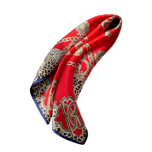 100% Mulberry Silk Neck Scarf for Women Square Neckerchief – 21 inch - color: Red