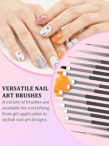YOOVR 27-In-1 Nail Art Tools with Nail Stand Holder for Press on Painting - color: Black