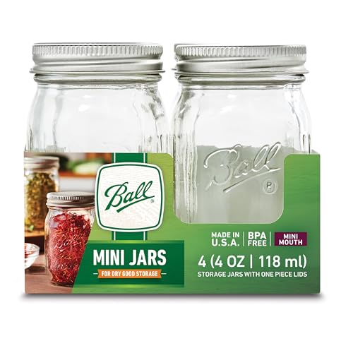 Ball Glass Mini Storage Jar, Quarter Pint Size, 4 OZ (Pack of 8) - size: 4 Count (Pack of 2)