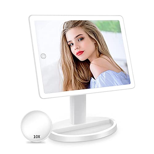 FUNTOUCH Large Lighted Makeup Mirror with Lights (White) - color: White a