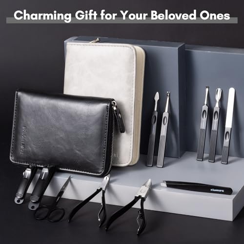 FAMILIFE Stainless Steel Manicure Set 11-in-1 Professional Nail Clipper Kit - color: Black-1