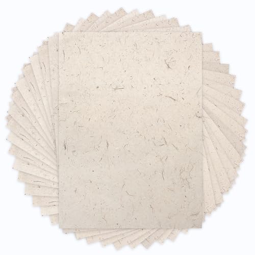 Benvo 50 Sheets A4 Natural Mulberry Paper Visible Leaves Fiber Rice Paper Printable Decoupage Tissue Paper Sheets for Writing, Painting, Card Making, DIY Crafts(8.3x11.7in, Semi Transparent Jute) - color: natural jute