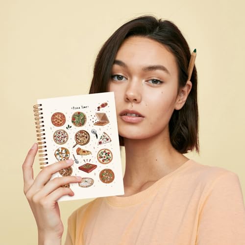 JXREQ Pizza Time Notebook, Pizza Food Lover Gifts Journal Notebook, Modern Trendy Italy Food Journal for Women, Aesthetic Office Supplies, Cute Aesthetic Spiral Notebooks 5.5x8.3 - color: Pizza